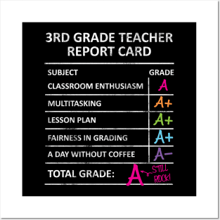 Funny 3rd Third Grade Teacher Report Card Back to School Posters and Art